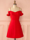 Red Homecoming Dresses,Straps Homecoming Dress,Simple Homecoming Dress,HC00162