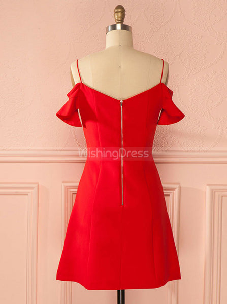 Red Homecoming Dresses,Straps Homecoming Dress,Simple Homecoming Dress,HC00162