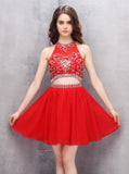 Red Homecoming Dresses,Two Piece Homecoming Dress,Short Homecoming Dress,HC00113