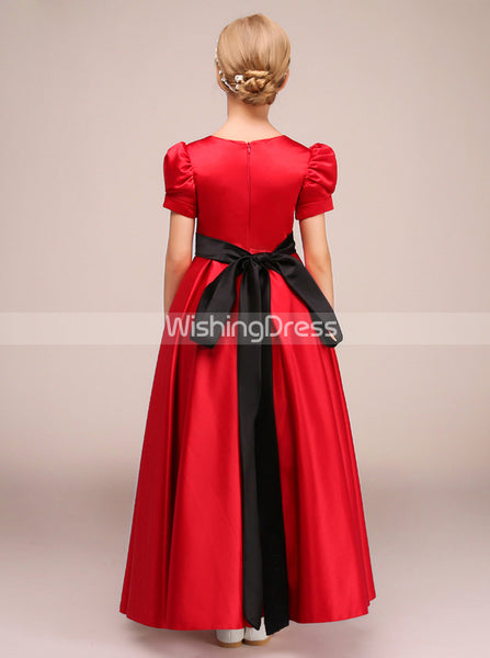Red Junior Bridesmaid Dresses,Vintage Junior Party Dress,Long Junior Party Dress,JB00024