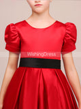 Red Junior Bridesmaid Dresses,Vintage Junior Party Dress,Long Junior Party Dress,JB00024