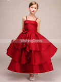 Red Layered Junior Bridesmaid Dress,Satin Junior Party Dress,JB00034