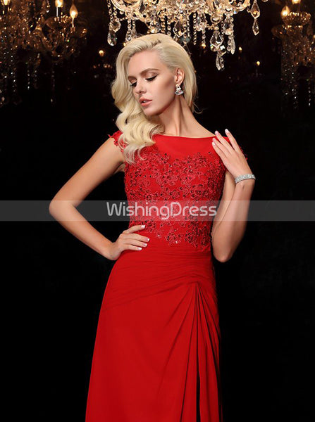 Red Mother of The Bride Dresses,Mother Dress with Slit,MD00061