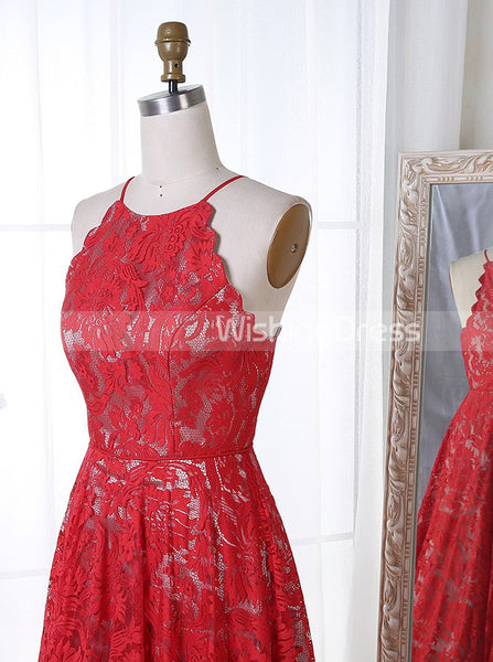 Red Prom Dress,Lace Prom Dress,Vintage Prom Dress,Floor Length Prom Dress,PD00226
