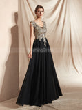 Red Prom Dress with Appliques,Chiffon Evening Dress,PD00416