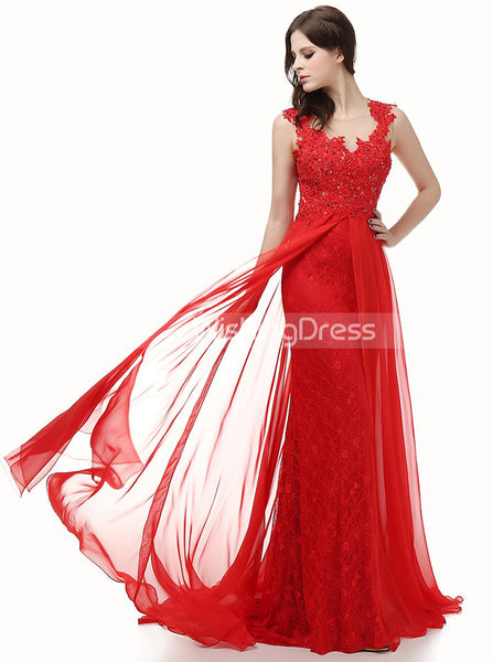 Red Prom Dresses,Lace Prom Dress,Elegant Prom Dress,Long Prom Dress,PD00235