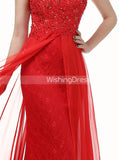 Red Prom Dresses,Lace Prom Dress,Elegant Prom Dress,Long Prom Dress,PD00235