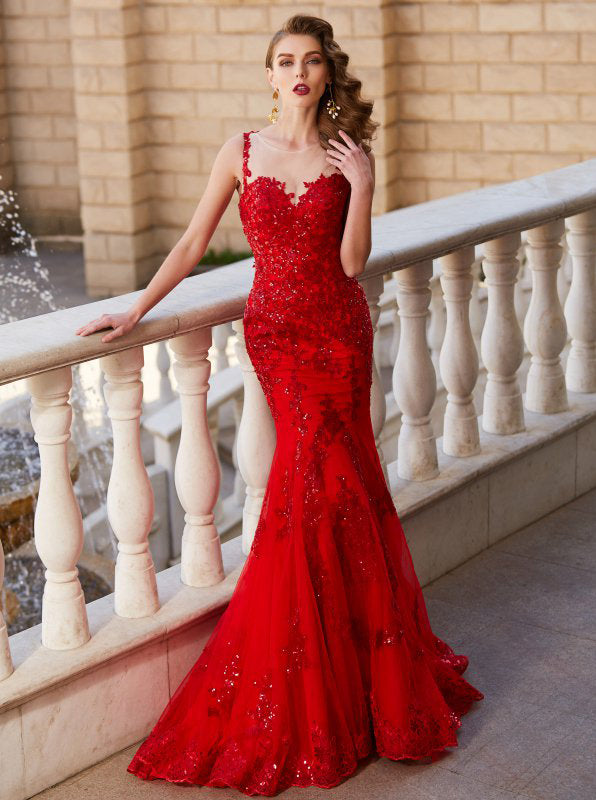Red Prom Dresses,Mermaid Evening Dress,Fitted Prom Dress,Gorgeous Prom