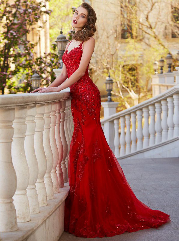 pretty red prom dresses Red V Neck Satin Long Prom Dress, Red Formal Evening Dresses US 16 / Custom Color