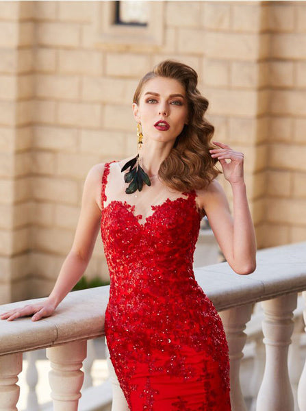 Red Prom Dresses,Mermaid Evening Dress,Fitted Prom Dress,Gorgeous Prom Dress,PD00282