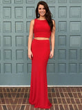 Red Prom Dresses,Modest Prom Dress,Two Piece Prom Dress,Long Prom Dress,PD00270