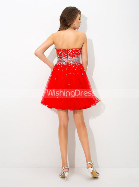 Red Sweet 16 Dresses,Sparkly Sweet 16 Dress, Strapless Sweet 16 Dress,SW00040