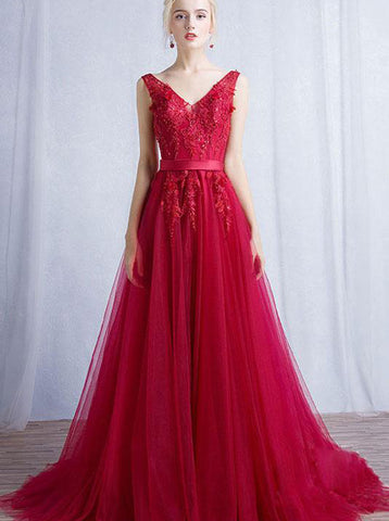 products/red-v-neck-bridesmaid-dress-prom-dress-tulle-long-bridesmaid-dress-bd00194-1.jpg