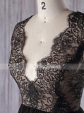 Romantic Bridesmaid Dress with Cap Sleeves,Black Bridesmaid Dress,BD00374