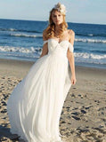 Romantic Wedding Dresses,Off the Shoulder Bridal Dress,Boho Bridal Dress,Beach Bridal Dress,WD00244