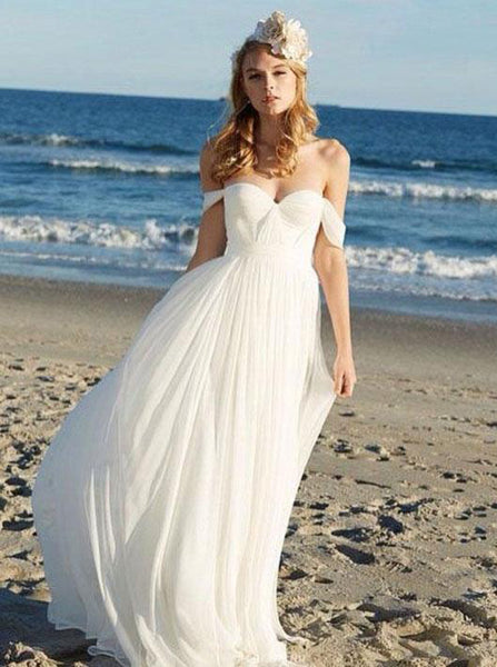 Romantic Wedding Dresses,Off the Shoulder Bridal Dress,Boho Bridal Dress,Beach Bridal Dress,WD00244