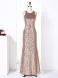 Rose Gold Sequined Bridesmaid Dresses,Sheath Bridesmaid Dress,BD00273