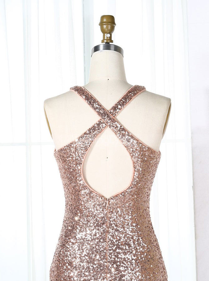 Rose Gold Sequined Bridesmaid Dresses,Sheath Bridesmaid Dress,BD00273 - Wishingdress Rose Gold Sequined Bridesmaid Dresses,Sheath Bridesmaid Dress,BD00273 - Wishingdress
