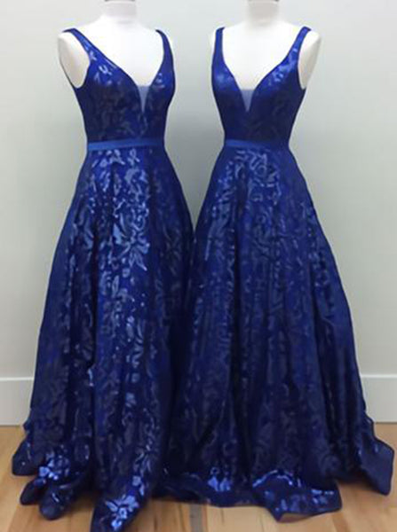 Royal Blue A-line Prom Dresses,Lace Prom Dress,Elegant Prom Dress,PD00349