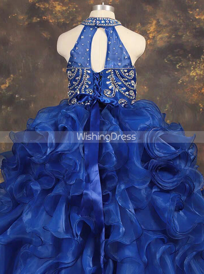 royal blue childrens dress Royal Blue Ball Gown Little Girls Party Dresses,Ruffled Little Princess Dress,GPD0053, J12 / Red