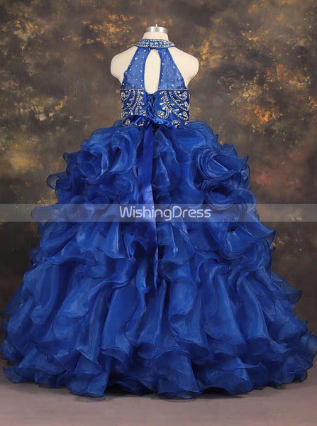 Royal Blue Ball Gown Little Girls Party Dresses,Ruffled Little Princess Dress,GPD0053