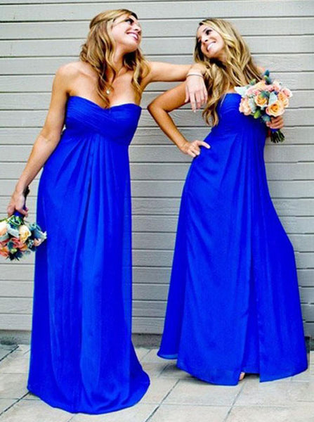 Royal Blue Bridesmaid Dress,Chiffon Bridesmaid Dress,Long Bridesmaid Dress,BD00178