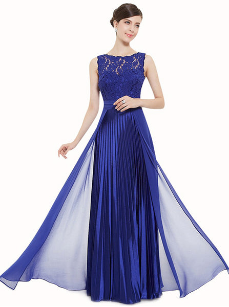 Royal Blue Bridesmaid Dress,Pleated Bridesmaid Dress,Chiffon Long Bridesmaid Dress,BD00137