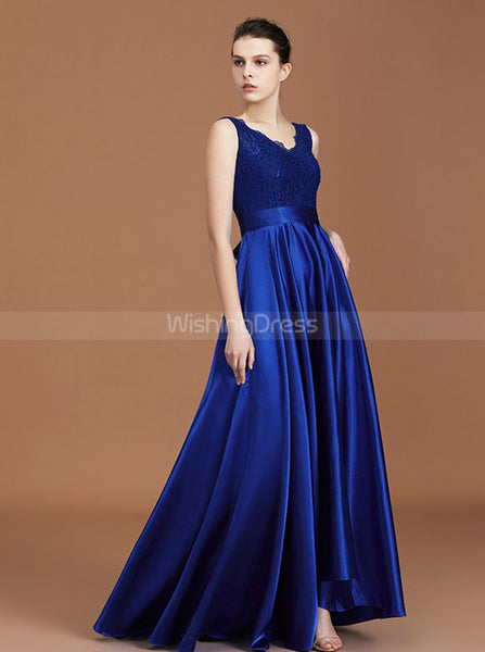 Royal Blue Bridesmaid Dresses,A-line Bridesmaid Dress,Satin Bridesmaid Dress,BD00237