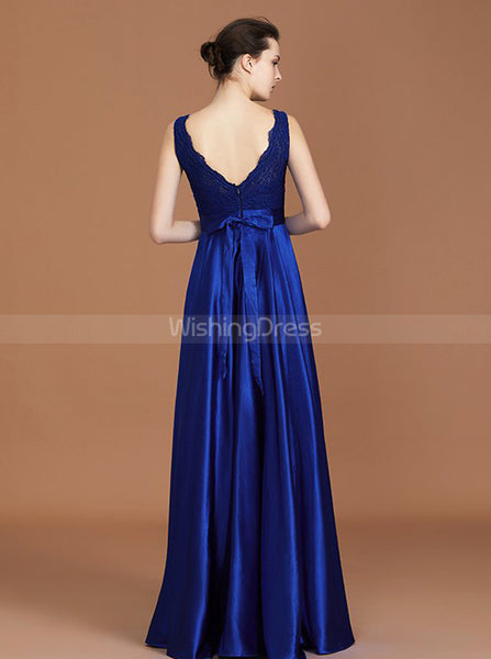 Royal Blue Bridesmaid Dresses,A-line Bridesmaid Dress,Satin Bridesmaid Dress,BD00237