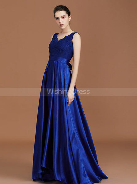 Royal Blue Bridesmaid Dresses,A-line Bridesmaid Dress,Satin Bridesmaid Dress,BD00237