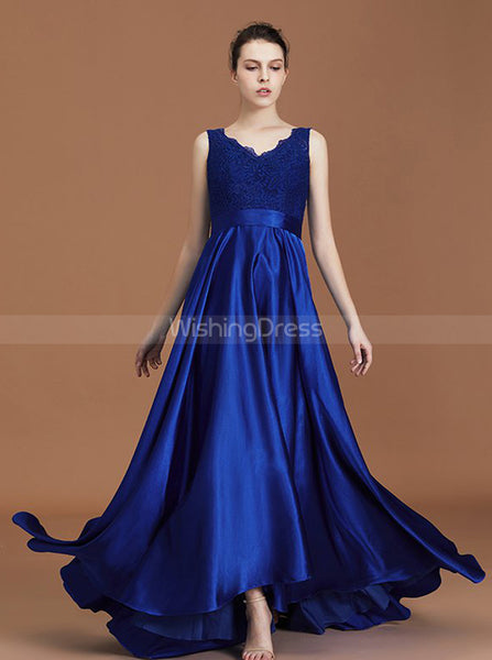 Royal Blue Bridesmaid Dresses,A-line Bridesmaid Dress,Satin Bridesmaid Dress,BD00237