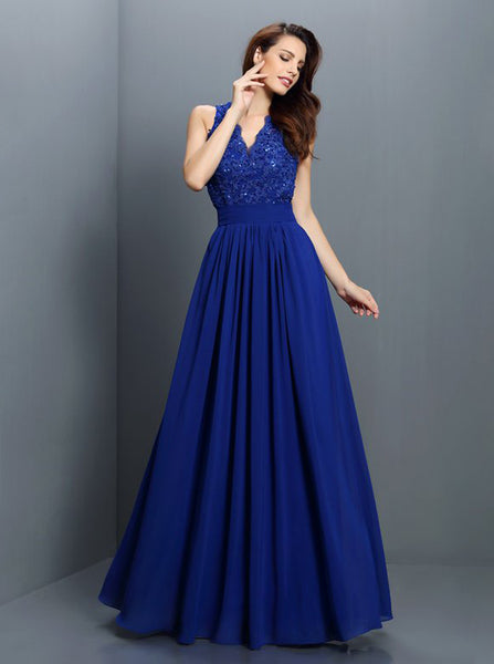 Royal Blue Bridesmaid Dresses,Backless Bridesmaid Dress,Long Chiffon Bridesmaid Dress,BD00244