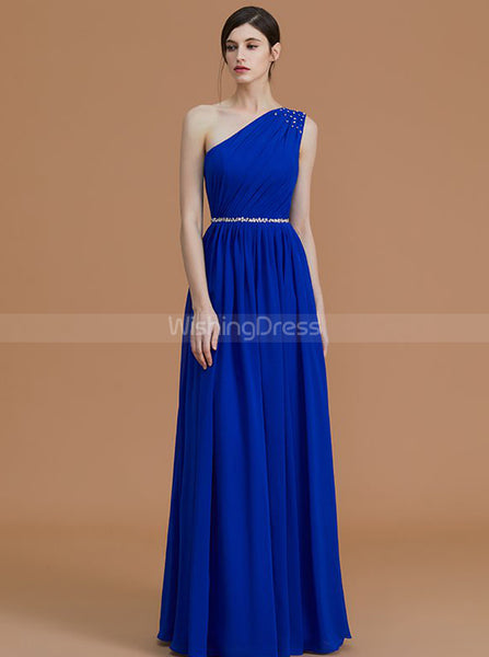 Royal Blue Bridesmaid Dresses,One Shoulder Bridesmaid Dress,Elegant Bridesmaid Dress,BD00252