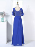Royal Blue Bridesmaid Dresses with Jacket,Beaded Bridesmaid Dresses,BD00288