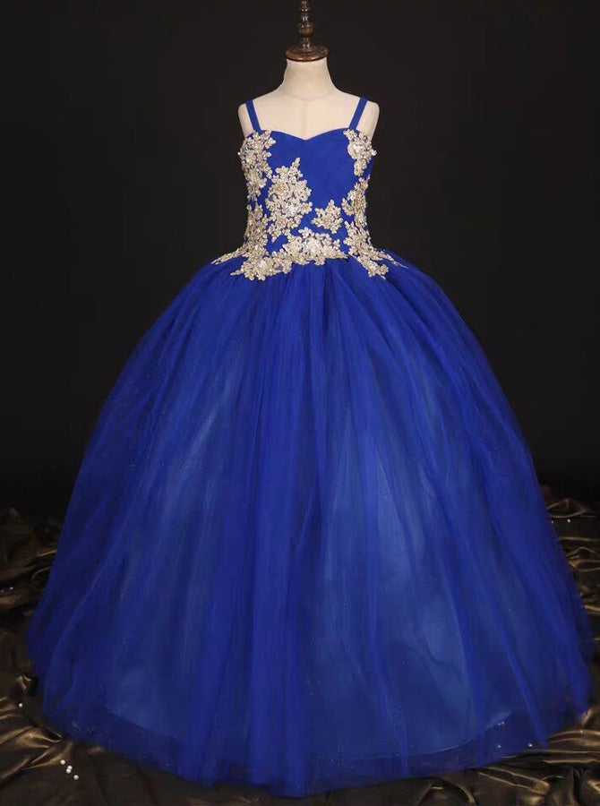 Royal Blue Girls Pageant Ball Dress,Simple Little Princess Dress,GPD00