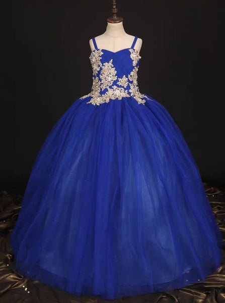 Royal Blue Girls Pageant Ball Dress,Simple Little Princess Dress,GPD0022