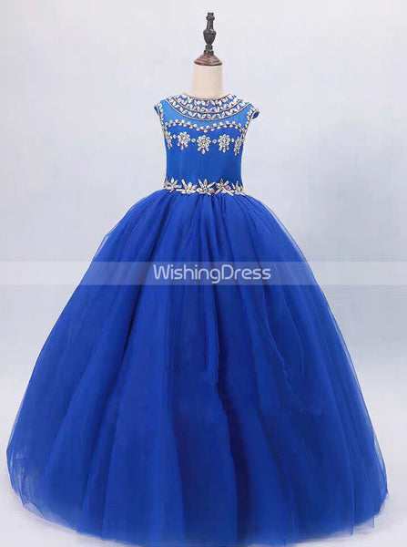 Royal Blue Girls Pageant Ball Dresses,Formal Tulle Prom Dress for Teens,GPD0012