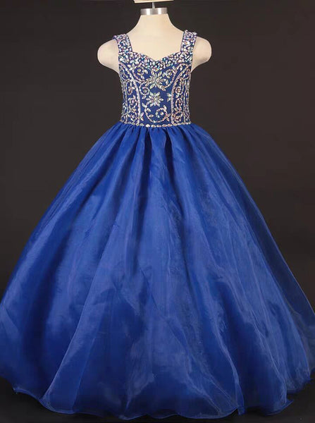 Royal Blue Girls Pageant Dresses,Tulle Little Princess Dress,GPD0004