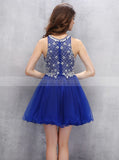 Royal Blue Homecoming Dresses,Beaded Sweet 16 Dresses,Short Sweet 16 Dress,SW00026