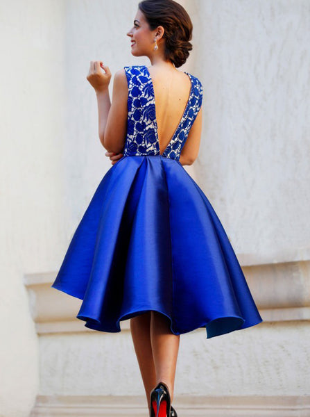 Royal Blue Homecoming Dresses,High Low Homecoming Dress,Short Prom Dress,HC00143