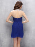 Royal Blue Homecoming Dresses,High Neck Homecoming Dress,Modest Homecoming Dress,HC00111