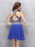 Royal Blue Homecoming Dresses,Two Piece Homecoming Dress,Chiffon Homecoming Dress,HC00122