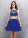 Royal Blue Homecoming Dresses,Two Piece Homecoming Dress,Sparkly Homecoming Dress,HC00125