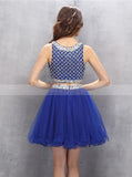 Royal Blue Homecoming Dresses,Two Piece Homecoming Dress,Sparkly Homecoming Dress,HC00125