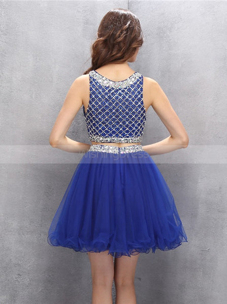 Royal Blue Homecoming Dresses,Two Piece Homecoming Dress,Sparkly Homecoming Dress,HC00125