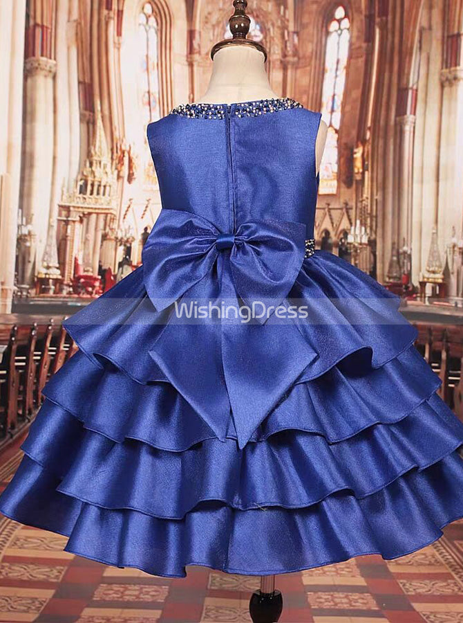 Royal Blue Knee Length Dress for Little Girls,Layered Satin Girl Pageant Dress,GPD0025, J8 / Red Royal Blue Knee Length Dress for Little Girls,Layered Satin Girl Pageant Dress,GPD0025, J8 / Red