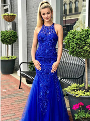 Royal Blue Mermaid Prom Dresses,Sequined Lace Evening Dress,PD00403, US24W / Black