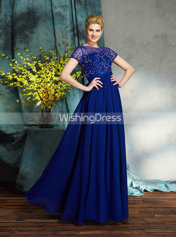 Royal Blue Mother of the Bride Dresses,Mother Dress with Sleeves,Long Mother Dress,MD00045 US4 / Dark Navy