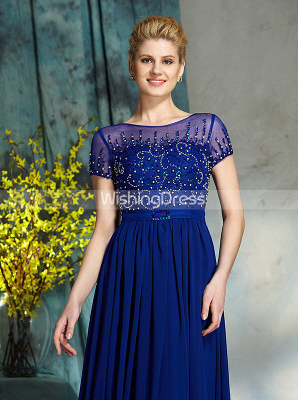 Royal Blue Mother of the Bride Dresses,Mother Dress with Sleeves,Long - Wishingdress Royal Blue Mother of the Bride Dresses,Mother Dress with Sleeves,Long - Wishingdress