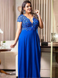 Royal Blue Plus Size Prom Dresses,Long Plus Size Prom Dress,Plus Size Prom with Sleeves,PD00244